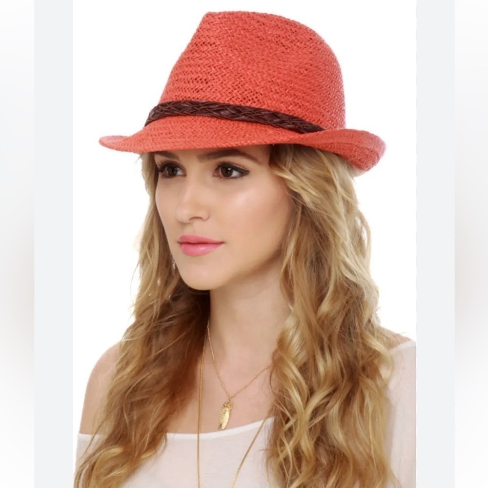 Orange straw fedora​